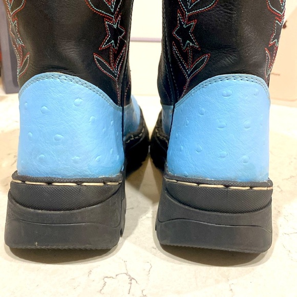 Blue and Black Women's Country cowboy Boots - Picture 3 of 8